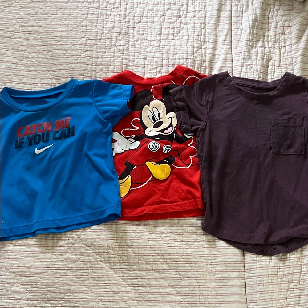 Nike Blue Graphic Tee and Disney Red Mickey Mouse Tee Set